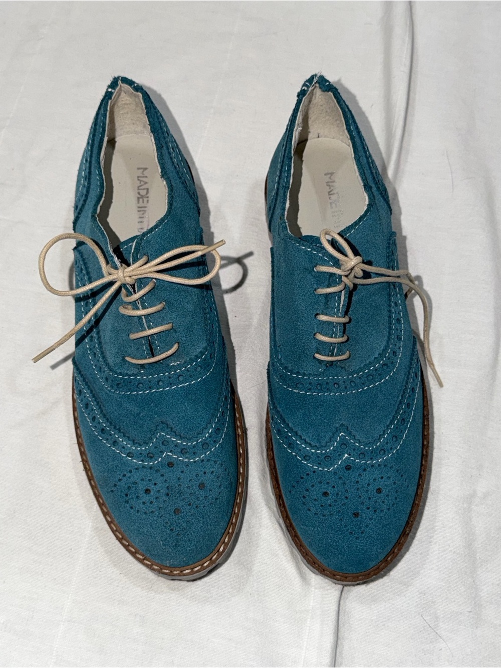 Teal Suede Wingtip Oxfords